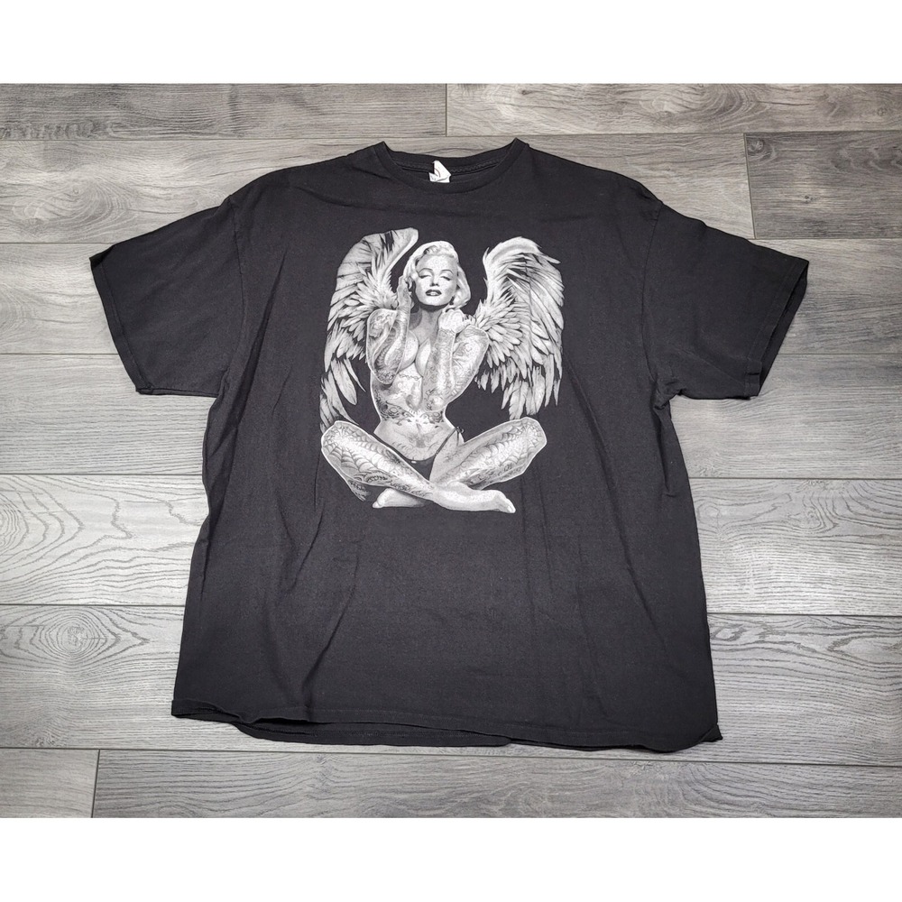 Delta Pro Weight Mens Marilyn Monroe Angel Tattoo T-shirt Size 2XL Black
